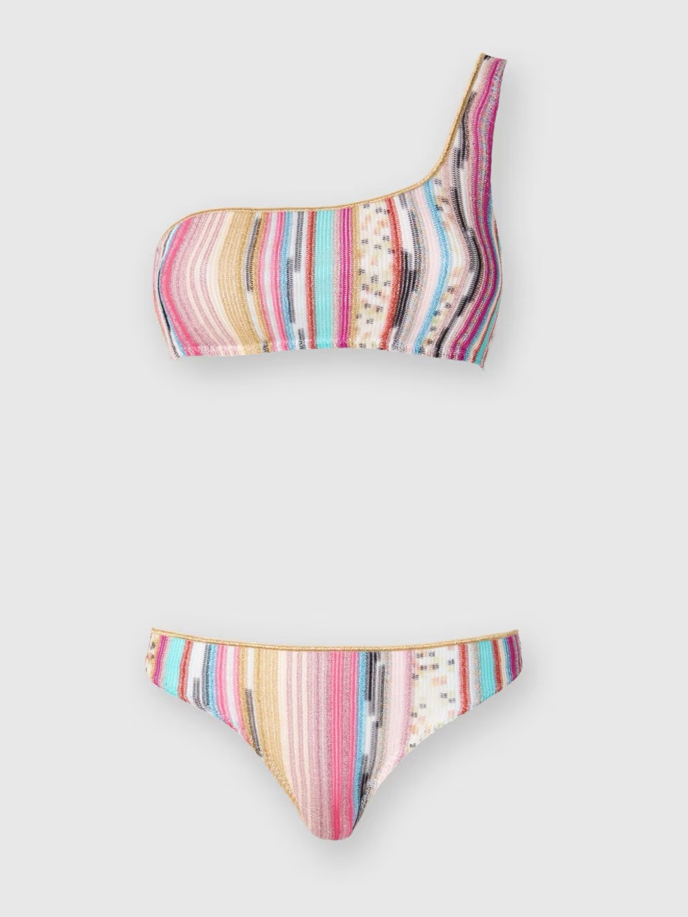 Missoni One-Shoulder Metallic Knit Bikini Set